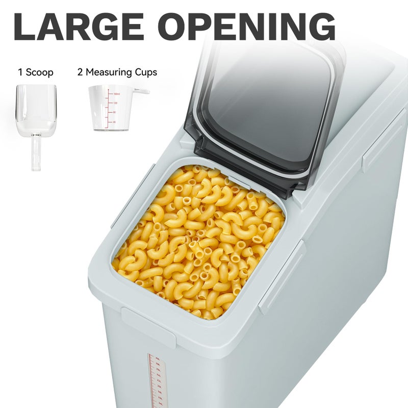 DWVO Large Ingredient Storage Bins, 11.4-Gallon Flour Rice Food storage Containers Bins with Wheels, Scoop and Airtight Lid for Dry Food, Flour, Cereal Grain, Sugar, Gray - Image 2