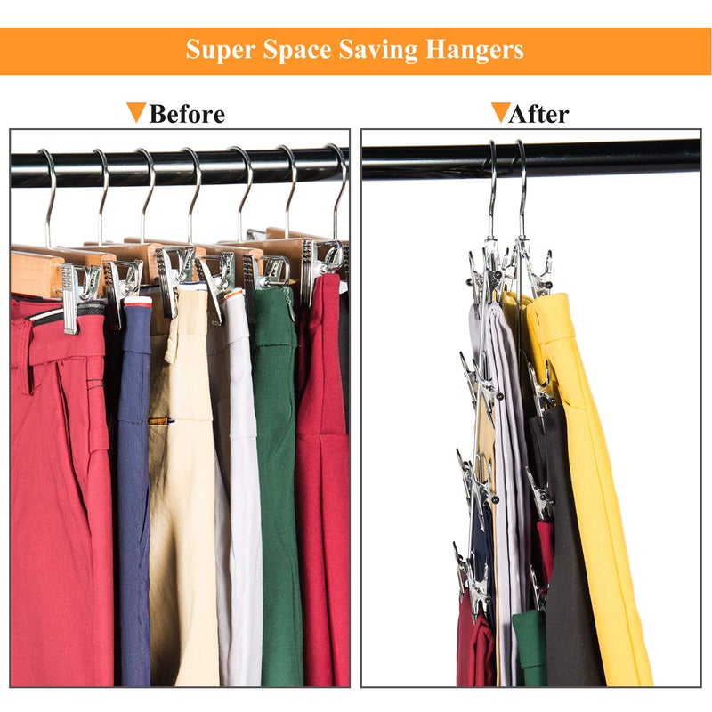 Frezon Multi Layer Pants Hangers, 4 Tier Skirt Hangers with Adjustable Clips, Non Slip Space Saving Closet Organizer Heavy Duty 360 Degree Swivel Hook, Great for Slack, Trouser, Jeans(Black) - Image 4