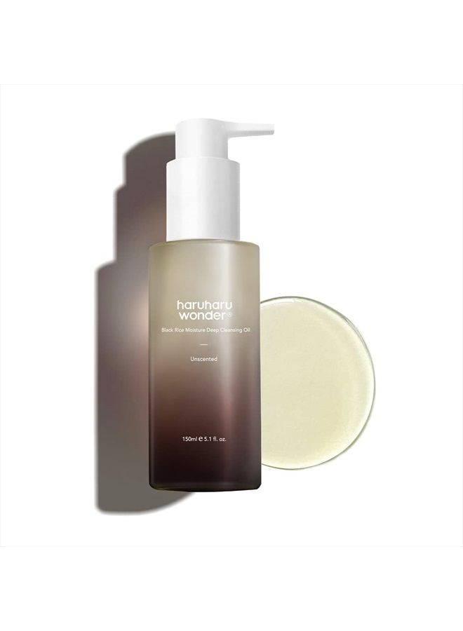 HARUHARU Haruharu Wonder Black Rice Moisture Deep Cleansing Oil 5.1 fl.oz / 150ml | Korean Facial Cleanser, Makeup Remover | Vegan, Cruelty Free | Jojoba Seed Oil, Macadamia Seed Oil - Image 1
