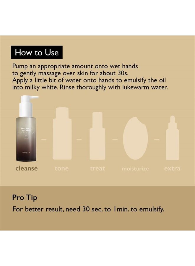 HARUHARU Haruharu Wonder Black Rice Moisture Deep Cleansing Oil 5.1 fl.oz / 150ml | Korean Facial Cleanser, Makeup Remover | Vegan, Cruelty Free | Jojoba Seed Oil, Macadamia Seed Oil - Image 5