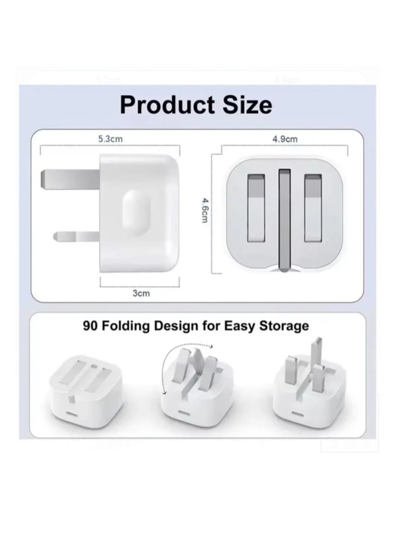 محول طاقة أصلي بقوة 20 واط بمنفذ USB-C لأجهزة iPhone باللون الأبيض - Image 5
