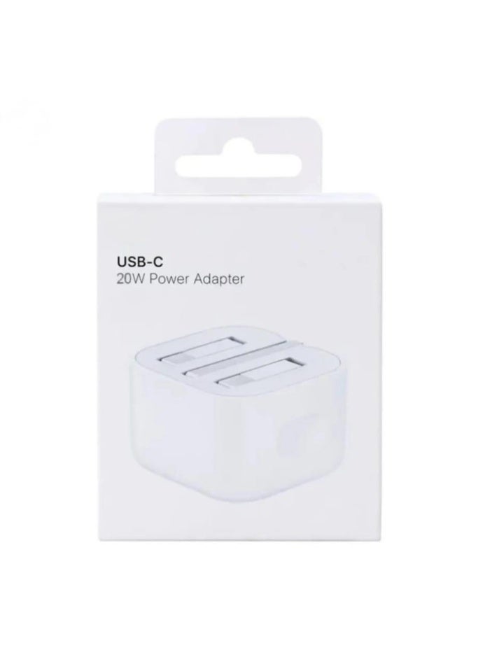محول طاقة أصلي بقوة 20 واط بمنفذ USB-C لأجهزة iPhone باللون الأبيض - Image 1