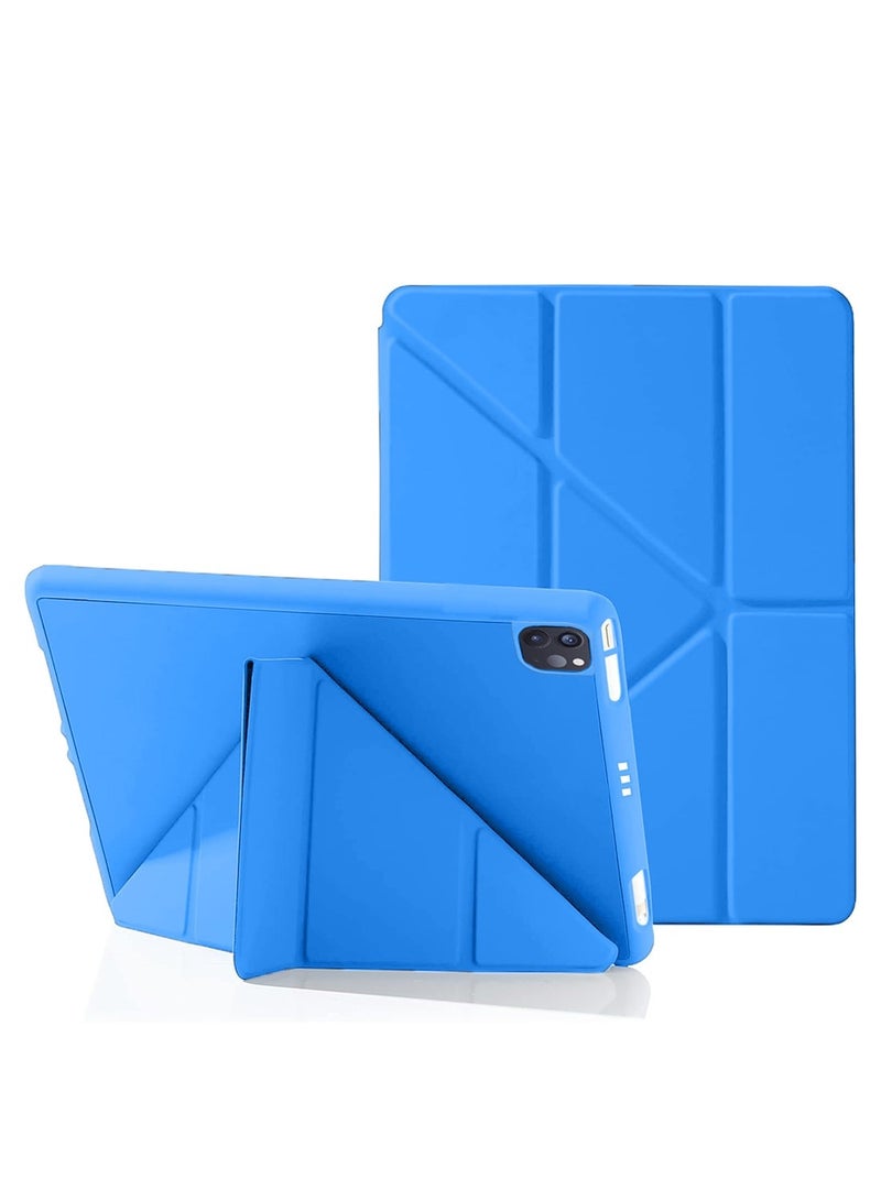 Techie آبل آيباد برو 11 2020، 2021، 2022، غلاف فوليوم ذكي قابل للطي بتصميم أوريغامي ثلاثي مع حامل قلم ووظيفة الاستيقاظ/النوم التلقائي - أزرق - Image 1