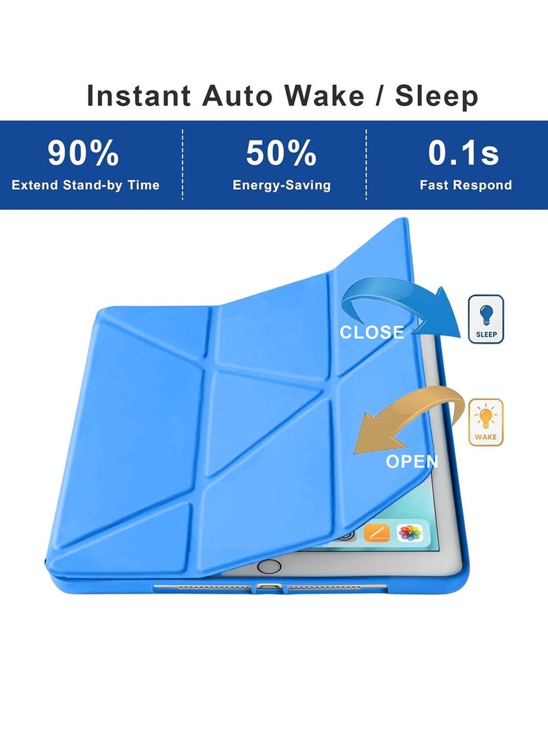 Techie آبل آيباد برو 11 2020، 2021، 2022، غلاف فوليوم ذكي قابل للطي بتصميم أوريغامي ثلاثي مع حامل قلم ووظيفة الاستيقاظ/النوم التلقائي - أزرق - Image 5