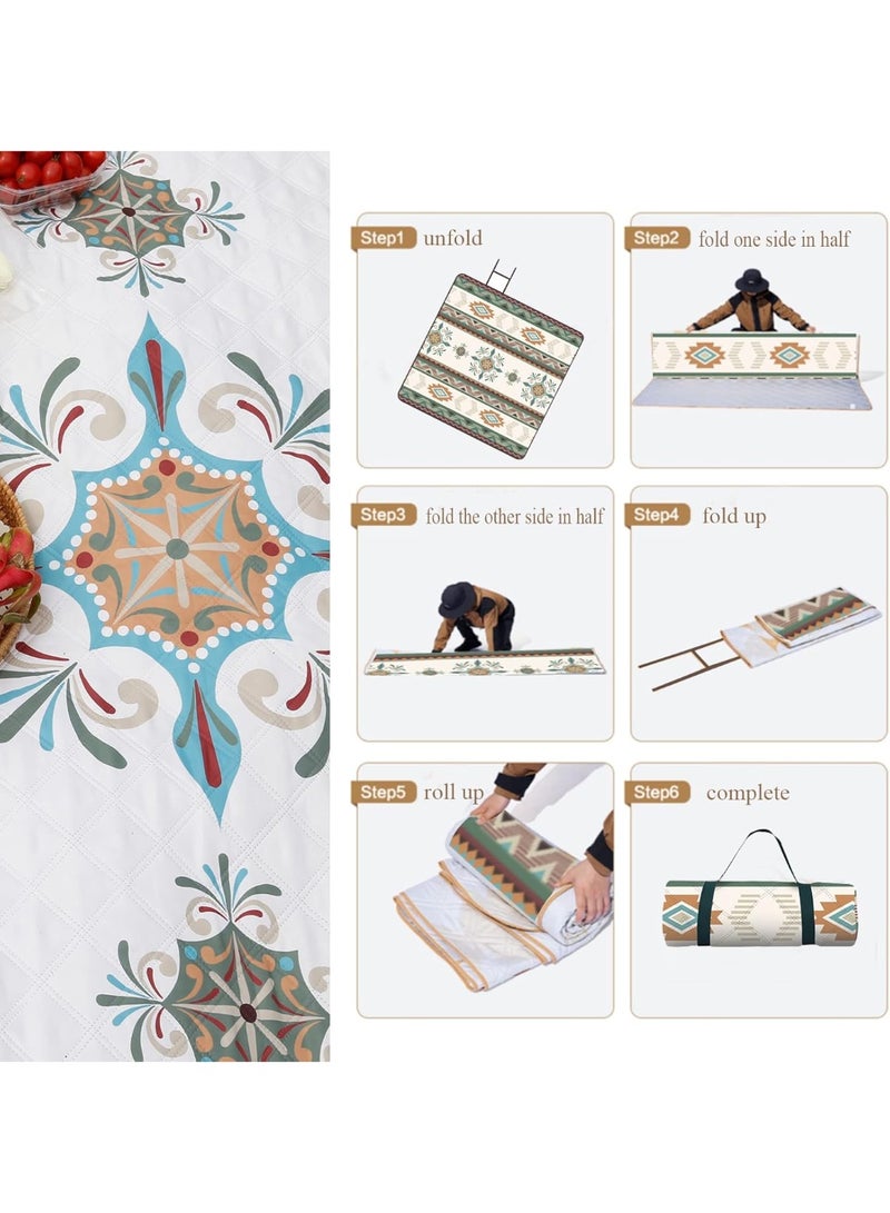 Bukela Picnic Blankets, Boho Picnic Mat for Waterproof Foldable, 79”x79” Extra Large Thick, Sandproof Oversized Outdoor Mat, for Parties, Camping, Park, Travel, Grass Gifts - Image 3