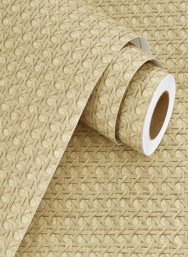 WESTICK Rattan Wallaper Peel and Stick Non-Textured Cane Contact Paper for Cabinets Self Adhesive Cane Weave Webbing Wicker Weave Vinyl Stick on Rattan Paper for Furniture Dresser Bedroom 15.8"x80" - Image 1