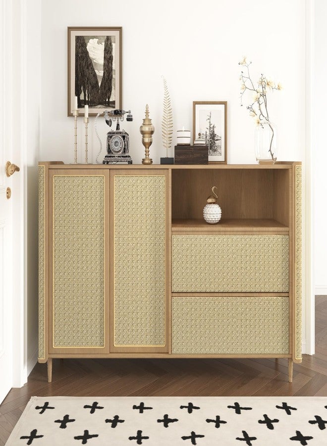 WESTICK Rattan Wallaper Peel and Stick Non-Textured Cane Contact Paper for Cabinets Self Adhesive Cane Weave Webbing Wicker Weave Vinyl Stick on Rattan Paper for Furniture Dresser Bedroom 15.8"x80" - Image 2