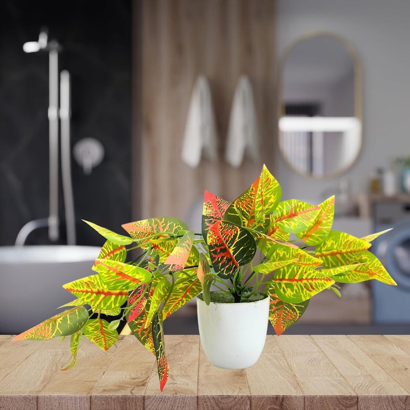 fancymart Artificial Plant Croton Leaves Falling in Pot, Home and Office Decor Item for Desk & Wall Shelves - Image 2