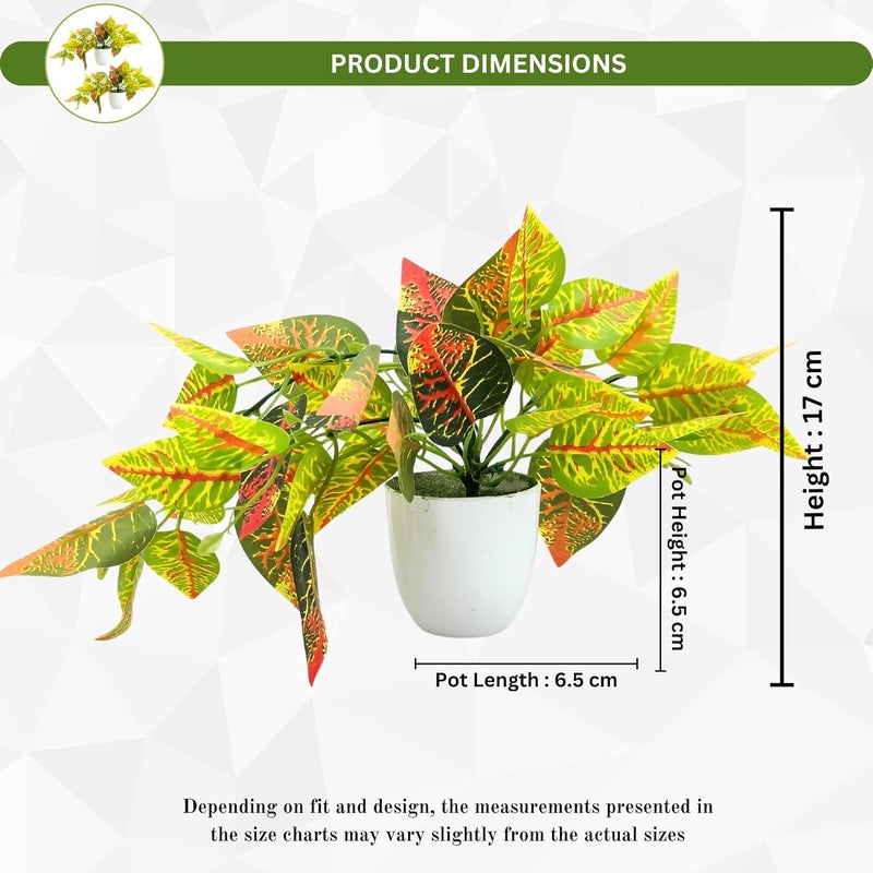 fancymart Artificial Plant Croton Leaves Falling in Pot, Home and Office Decor Item for Desk & Wall Shelves - Image 4