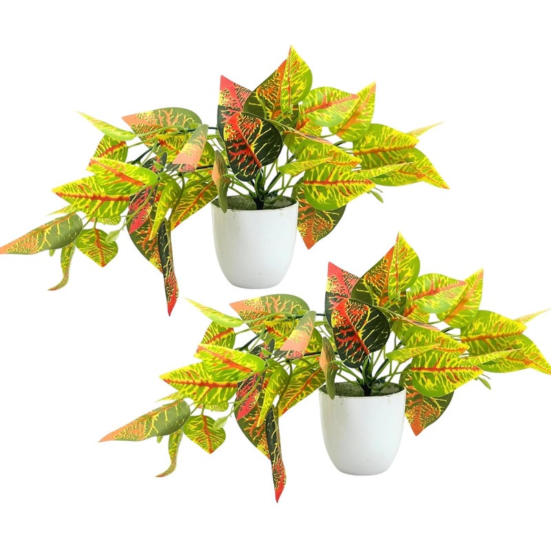 fancymart Artificial Plant Croton Leaves Falling in Pot, Home and Office Decor Item for Desk & Wall Shelves - Image 1