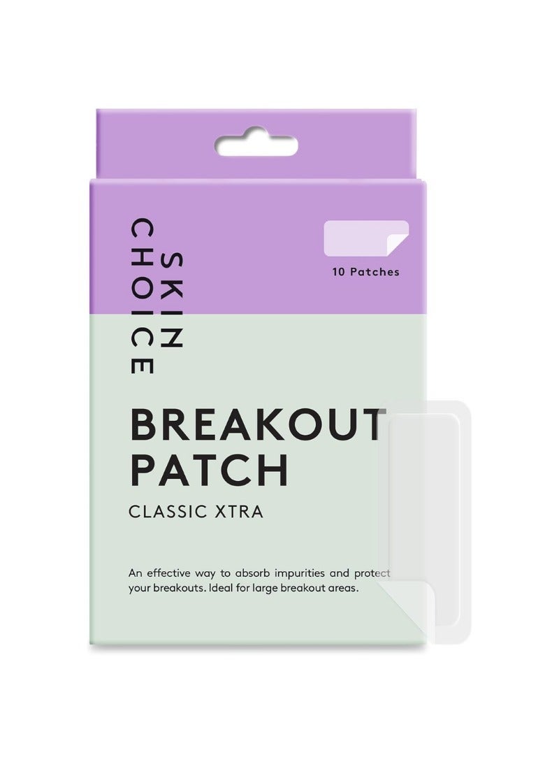 SKIN CHOICE SkinChoice Breakout Patch Classic Xtra - Pack of 10 - Hydrocolloid Pimple Patches - Vegan, Fragrance-free, Gluten-free, Latex-free, Parabens-free, Sulfates-free, Cruelty-free - Image 1