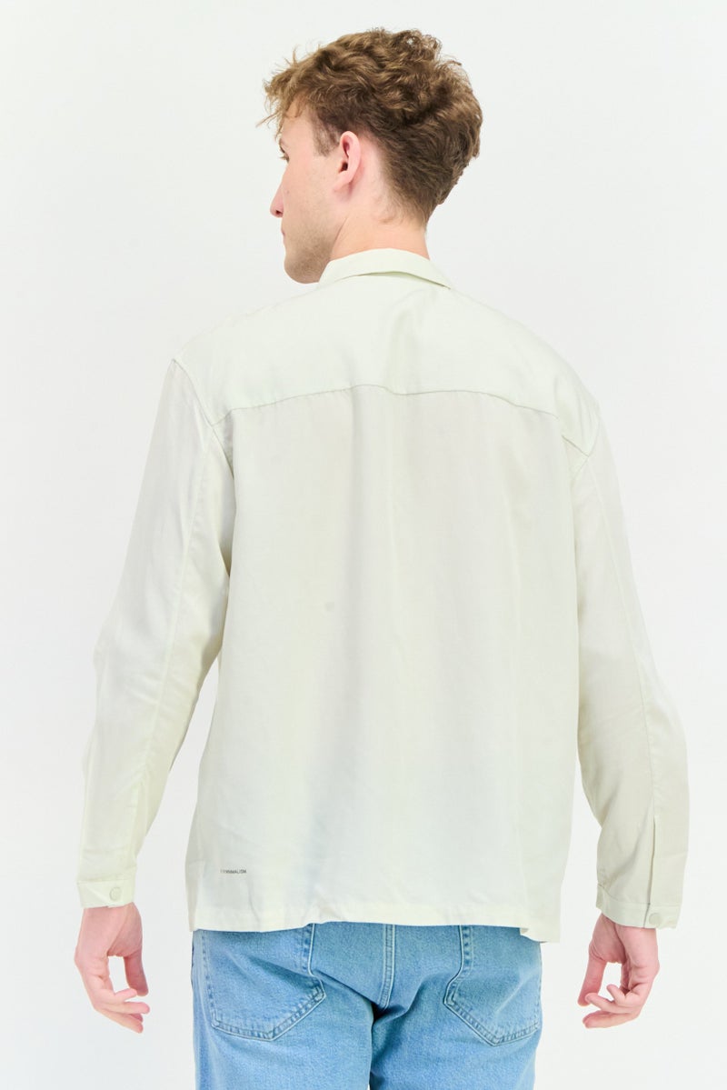 SELECTED Men Drop Shoulder Solid Long Sleeve Casual Shirt, Beige - Image 4