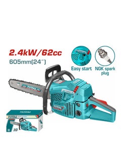 TOTAL Total Gasoline-Powered Chainsaw 62cc 2.4kW 24" | High-Performance 2-Stroke Motor for Efficient Cutting, Easy Start, Low Vibration, and Safety Features | TG5602411  - Image 1