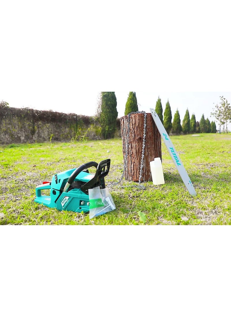 TOTAL - Total Gasoline-Powered Chainsaw 62cc 2.4kW 24" | High-Performance 2-Stroke Motor for Efficient Cutting, Easy Start, Low Vibration, and Safety Features | TG5602411 - Image 1