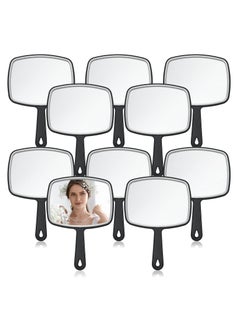 Y&D Hand Mirror with Handle Small Travel Handheld Cosmetic mirror Distortion Free Reflection for Vanity Makeup Professional Salon Use (Black 10 Pcs 7.3'' W x 10.3'' L)  - Image 1
