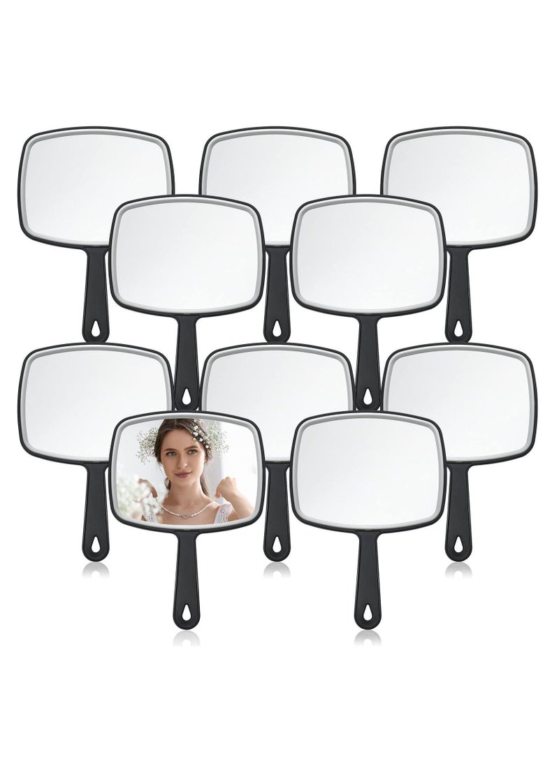 Y&D - Hand Mirror with Handle Small Travel Handheld Cosmetic mirror Distortion Free Reflection for Vanity Makeup Professional Salon Use (Black 10 Pcs 7.3'' W x 10.3'' L) - Image 1