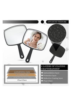 Y&D Hand Mirror with Handle Small Travel Handheld Cosmetic mirror Distortion Free Reflection for Vanity Makeup Professional Salon Use (Black 10 Pcs 7.3'' W x 10.3'' L)  - Image 5