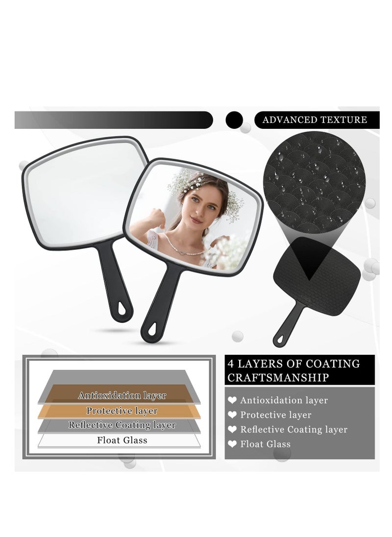 Y&D - Hand Mirror with Handle Small Travel Handheld Cosmetic mirror Distortion Free Reflection for Vanity Makeup Professional Salon Use (Black 10 Pcs 7.3'' W x 10.3'' L) - Image 1