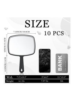 Y&D Hand Mirror with Handle Small Travel Handheld Cosmetic mirror Distortion Free Reflection for Vanity Makeup Professional Salon Use (Black 10 Pcs 7.3'' W x 10.3'' L)  - Image 2