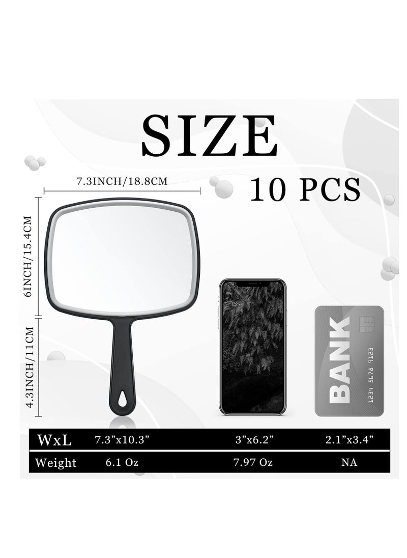 Y&D - Hand Mirror with Handle Small Travel Handheld Cosmetic mirror Distortion Free Reflection for Vanity Makeup Professional Salon Use (Black 10 Pcs 7.3'' W x 10.3'' L) - Image 1