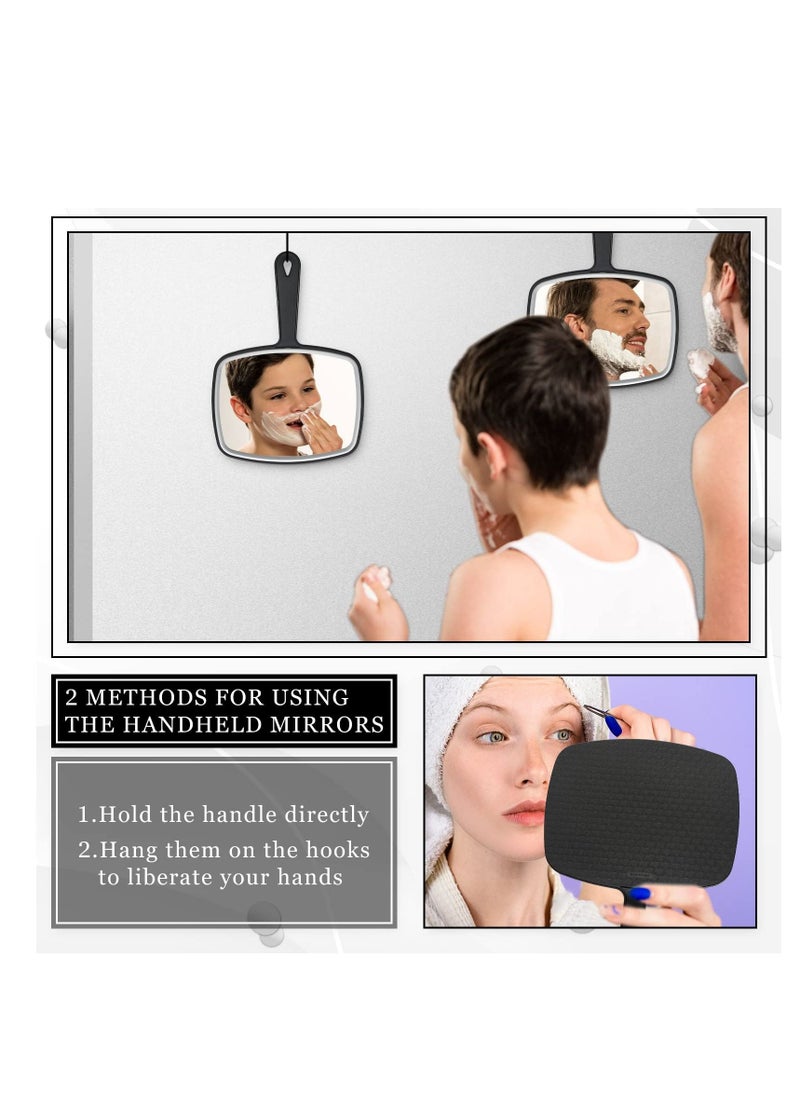 Y&D - Hand Mirror with Handle Small Travel Handheld Cosmetic mirror Distortion Free Reflection for Vanity Makeup Professional Salon Use (Black 10 Pcs 7.3'' W x 10.3'' L) - Image 1