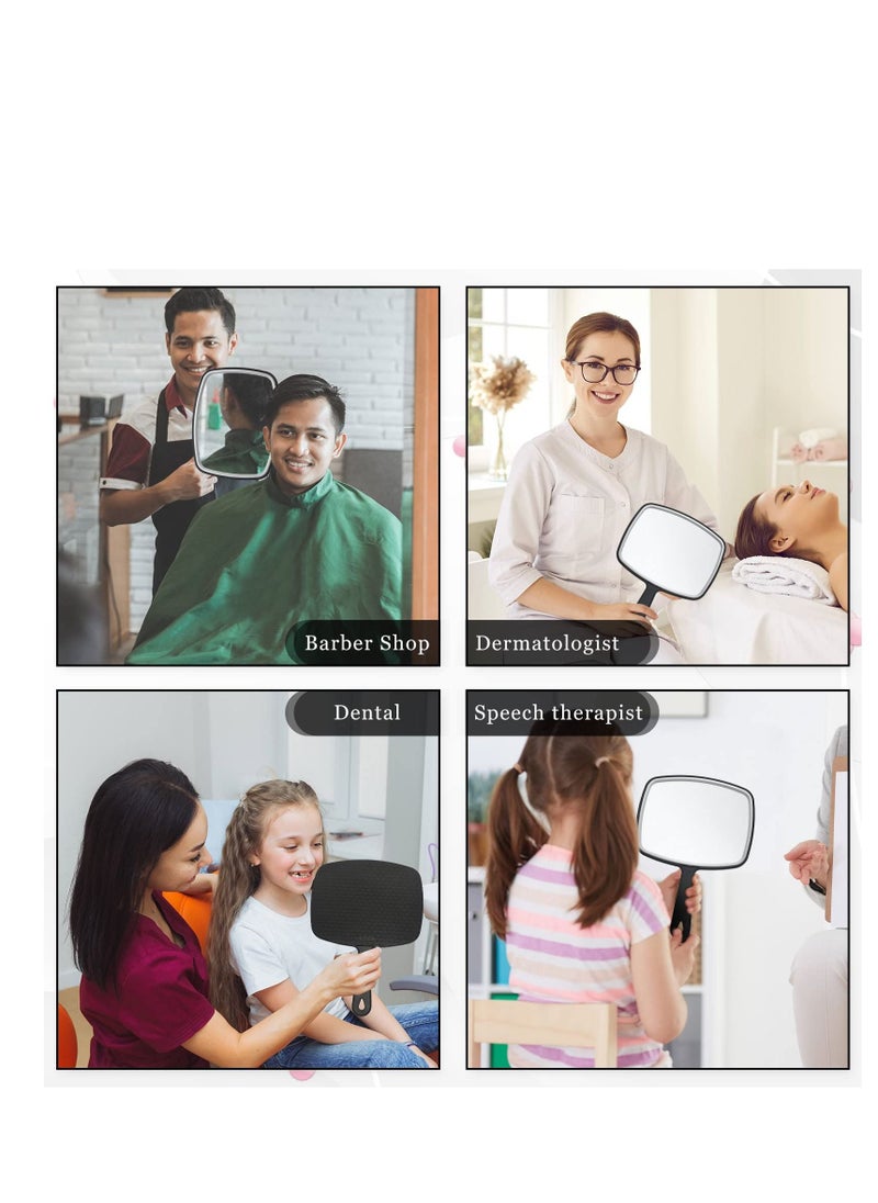 Y&D - Hand Mirror with Handle Small Travel Handheld Cosmetic mirror Distortion Free Reflection for Vanity Makeup Professional Salon Use (Black 10 Pcs 7.3'' W x 10.3'' L) - Image 1