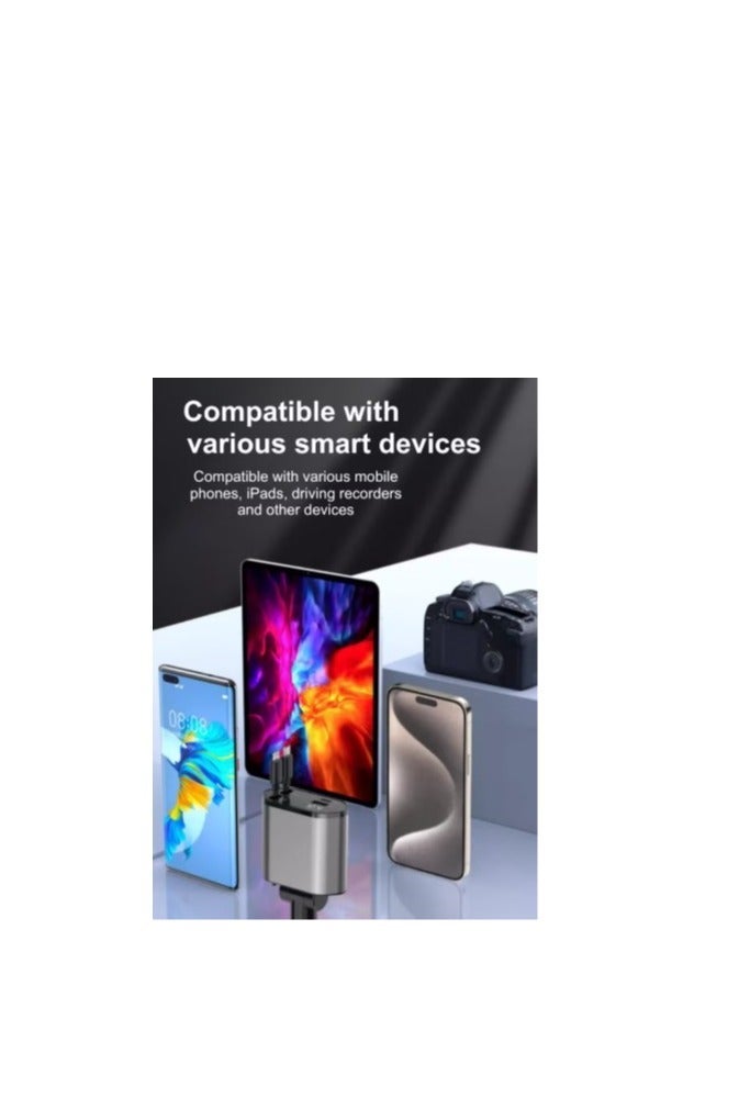 كازي ستور شاحن سيارة مع كابل مزدوج قابل للسحب، ومحول شحن سريع بمنفذين USB C PD، ومحول ولاعة سجائر السيارة مع شاشة عرض الجهد - Image 3