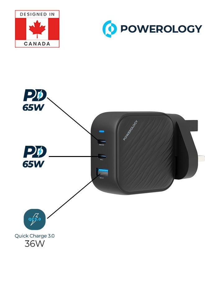 Powerology - Adapter 65w GaN Technology type-c 65W output with 36W usb-A output - Image 1