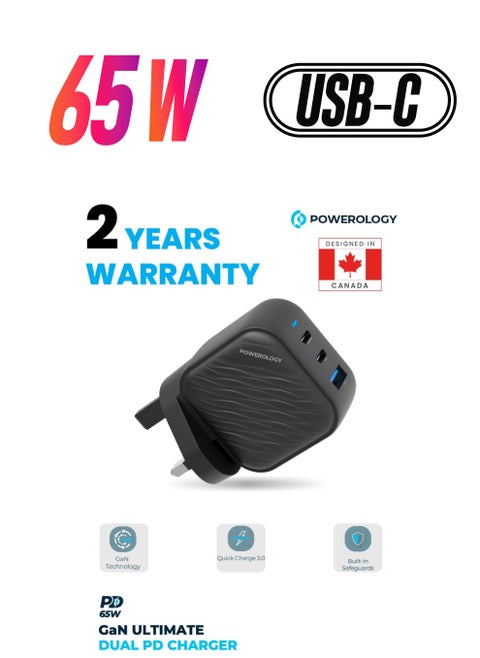 Adapter 65w GaN Technology type-c 65W output with 36W usb-A output