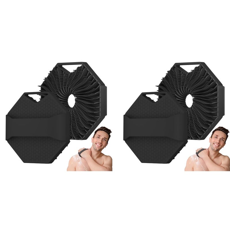 MAYCREATE® Silicone Body Scrubber Exfoliating for Sensitive Skin Soft Massage More Hygienic Than Traditional Loofah Gentle Black 2PCS - Image 1