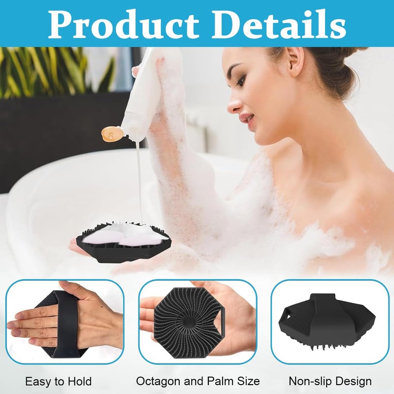 MAYCREATE® Silicone Body Scrubber Exfoliating for Sensitive Skin Soft Massage More Hygienic Than Traditional Loofah Gentle Black 2PCS - Image 3