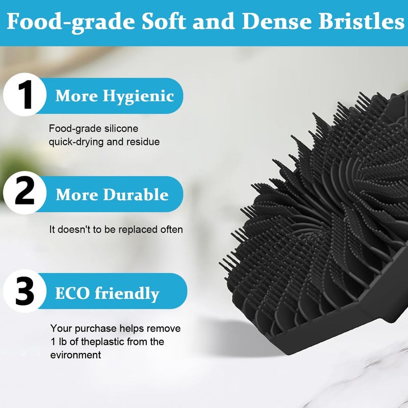 MAYCREATE® Silicone Body Scrubber Exfoliating for Sensitive Skin Soft Massage More Hygienic Than Traditional Loofah Gentle Black 2PCS - Image 4