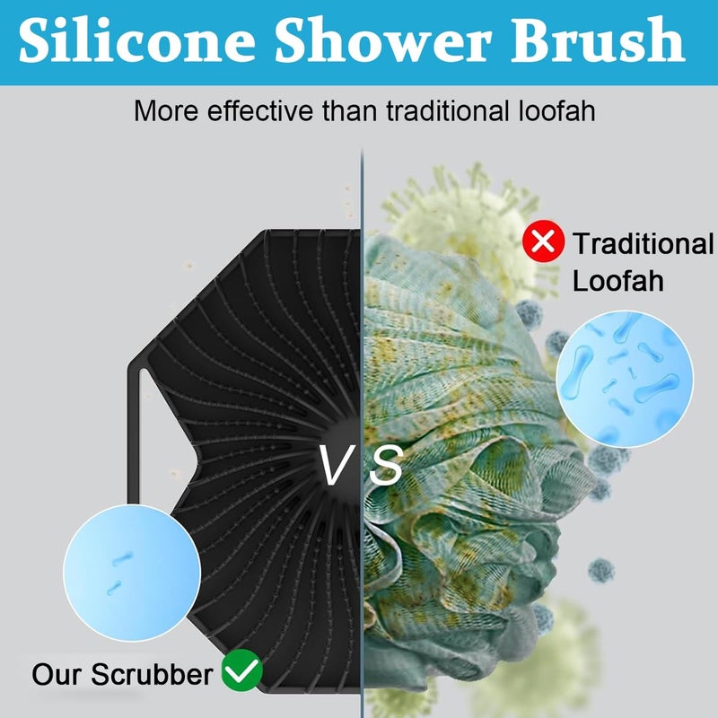 MAYCREATE® Silicone Body Scrubber Exfoliating for Sensitive Skin Soft Massage More Hygienic Than Traditional Loofah Gentle Black 2PCS - Image 5