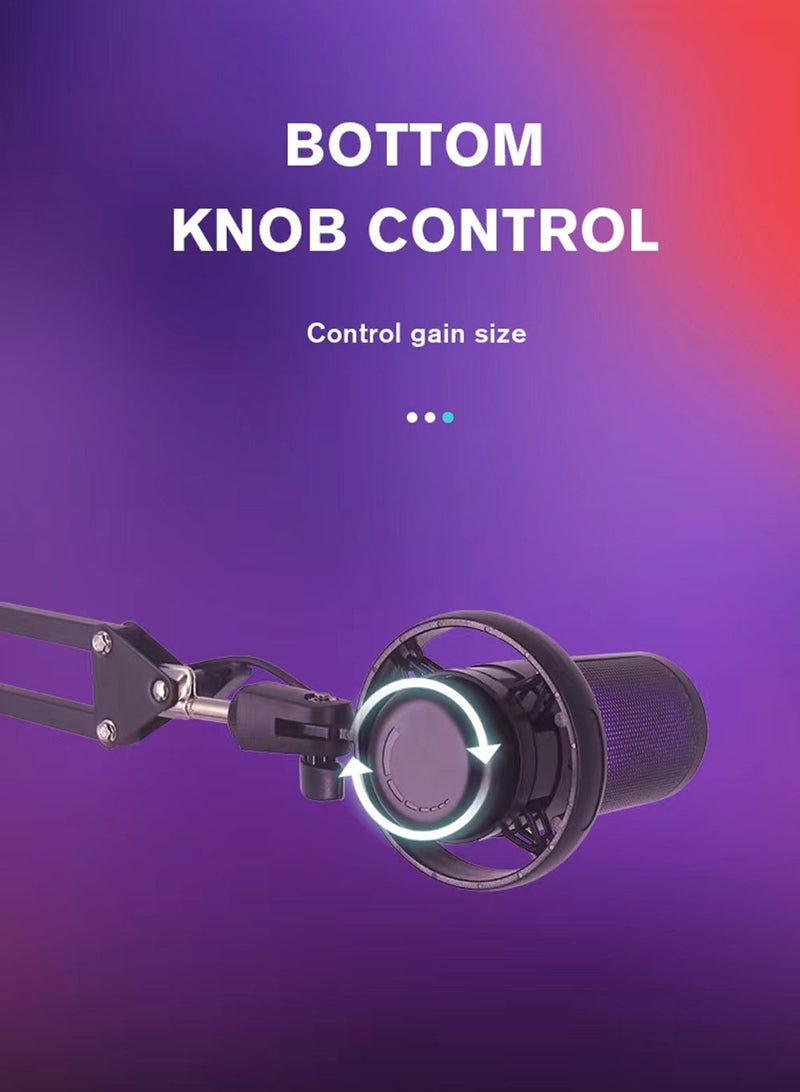 Gaming PC USB Microphone Podcast Condenser Mic With Adjustable Arm Stand Pop Filter Mute on For Streaming Twitch Online Chat Snapchat Computer Mic For PS4 PS5 PC Gamer Youtuber - Image 3