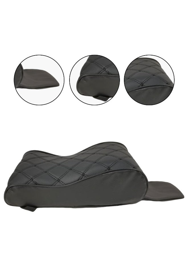 MOB Car Armrest Cushion with Diamond Stitch Design – Black PU Leather Memory Foam Armrest Pad with Adjustable Straps, Anti-Slip Base & Universal Fit for Car Center Console Support - Image 4