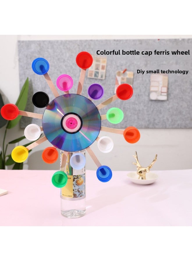 Bottle Cap Ferris Wheel Diy Small Production Small Invention Solar Battery Ferris Wheel Children Handmade Material Package-Specifications:Solar Cap Disc Ferris Wheel Material Package  - Image 2