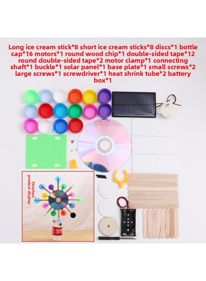 Bottle Cap Ferris Wheel Diy Small Production Small Invention Solar Battery Ferris Wheel Children Handmade Material Package-Specifications:Solar Cap Disc Ferris Wheel Material Package  - Image 1