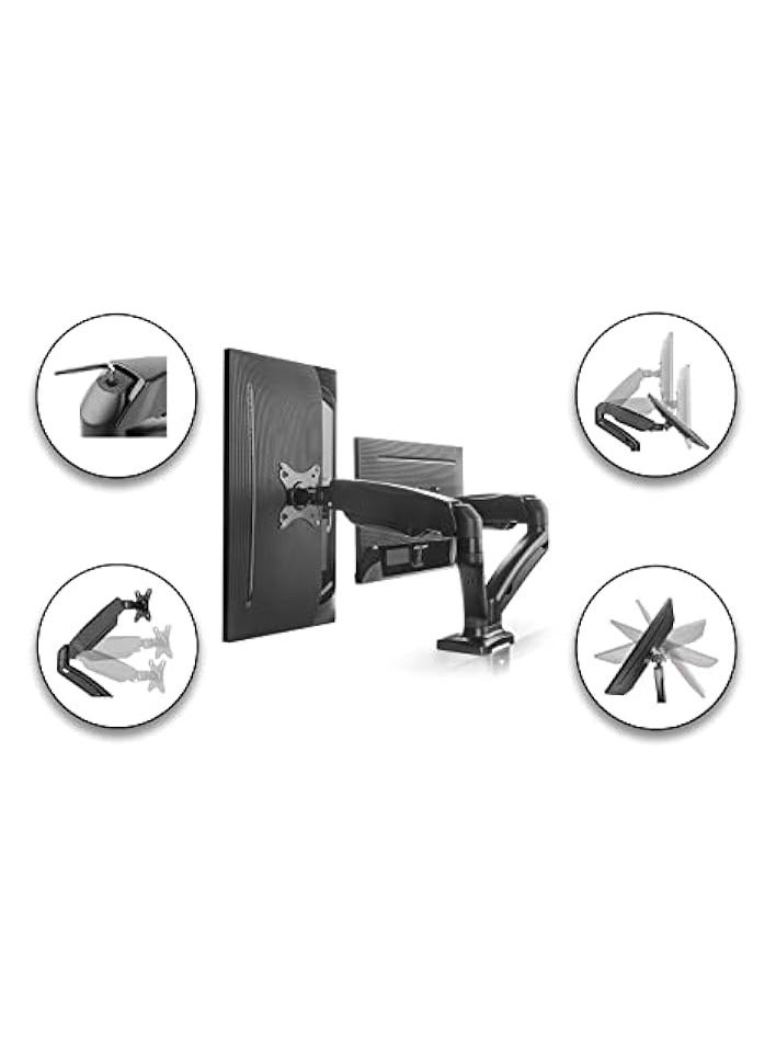 PROMASS Dual Monitor Mount Stand - Height Adjustable Monitor Arm Stand Fully Articulating Counter balance Gas Spring Desk Mount for Two 17 to 32 inch Screens Flat & Curved LCD/LED Monitors - Image 3