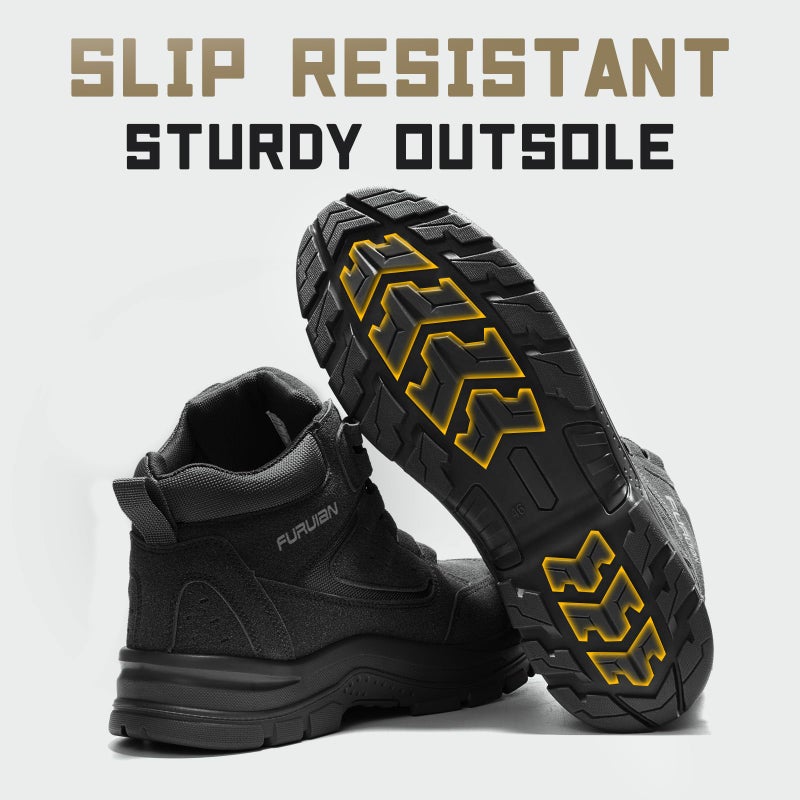 Furuian Steel Toe Boots for Men Women Comfortable Lightweight Work Boots for Men Slip Resistant High Top Steel Toe Safety Shoes Puncture Proof Indestructible Construction Boots - Image 4