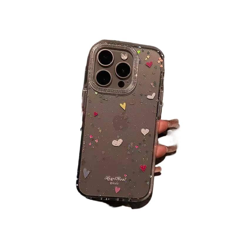 غطاء واقي، حماية من السقوط، نمط القلب اللامع، Colorful، سيليكون، مقاوم للصدمات لـ iPhone 14 / 14 Plus / 14 Pro / 14 Pro Max من السيليكون - Image 1