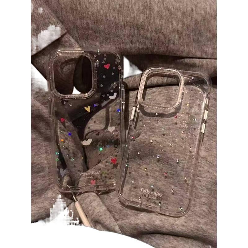 غطاء واقي، حماية من السقوط، نمط القلب اللامع، Colorful، سيليكون، مقاوم للصدمات لـ iPhone 14 / 14 Plus / 14 Pro / 14 Pro Max من السيليكون - Image 2