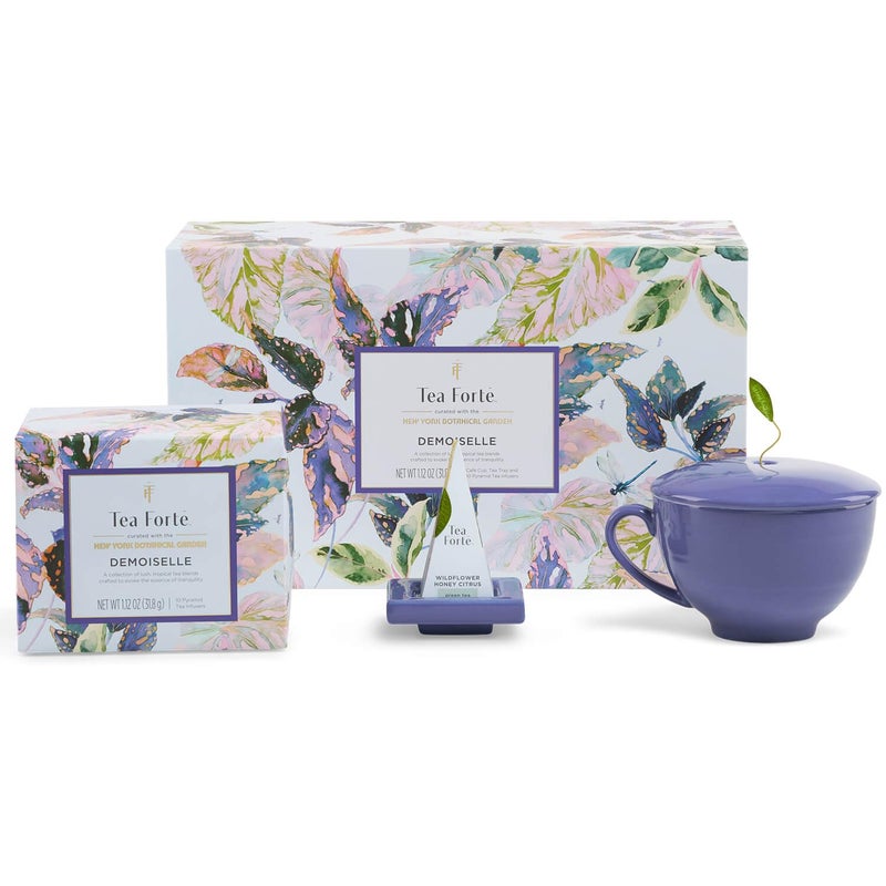 Tea Forte Gift Set with Cafe Cup Tea Tray Mini Presentation Box with 10 Handcrafted Pyramid Infuser Tea Bags Demoiselle Tea - Image 3