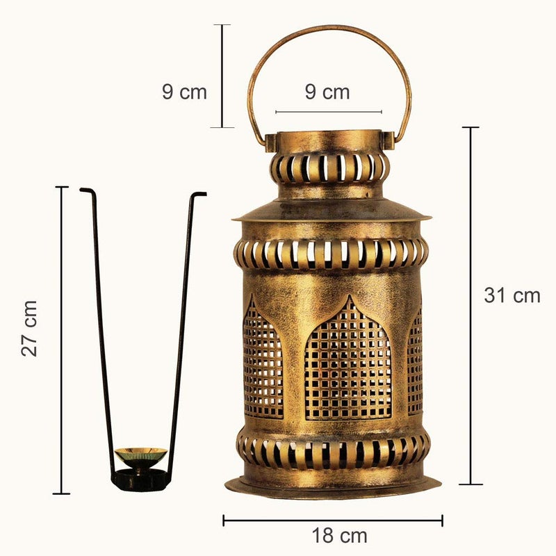 SADHUBELA MehrabInspired Wall Decor Jaisalmer Heritage Lantern an Antique Golden Finished Diya Candle Lantern Perfect Blend of Tradition and Craftsmanship Sufi Aesthetic