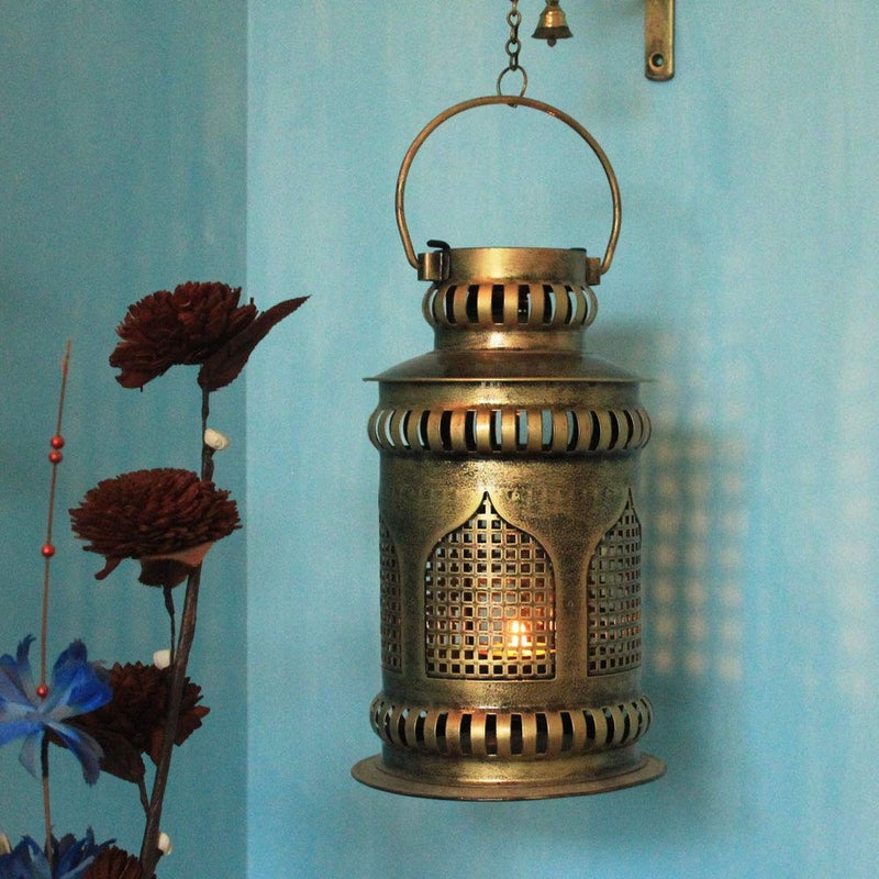 SADHUBELA MehrabInspired Wall Decor Jaisalmer Heritage Lantern an Antique Golden Finished Diya Candle Lantern Perfect Blend of Tradition and Craftsmanship Sufi Aesthetic