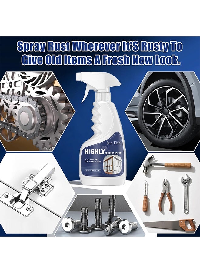 JUE FISH Highly Concentrated Rust Remover For Steel & Iron, Fast Acting Rust Converter For Iron And Steel, Anti Rust Inhibitor Derusting Spray, Multipurpose Rust Stain Remover Spray For Metal Automotive Parts, Tools, Stainless Steel, Fast Acting Rust, 120ml - Image 5