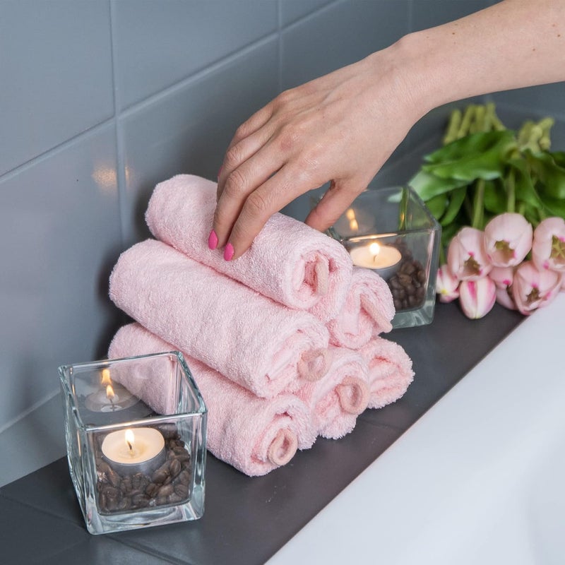 Made Easy Kit Bath Mitts - Pack of 6 - (6" x 9") European Style Washcloth with Loop (Pink, 6 x 9 inches) - Image 3