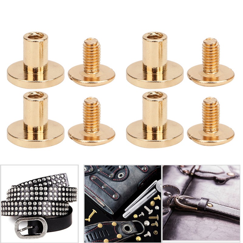 50 Set 8mm Pure Copper Flat Head Rivets Leather Strap Screws Kit for Notebook BindingGold - Image 1