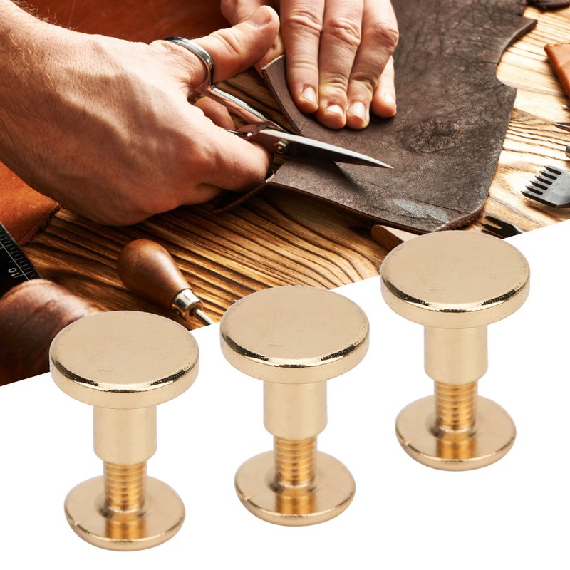 50 Set 8mm Pure Copper Flat Head Rivets Leather Strap Screws Kit for Notebook BindingGold - Image 3