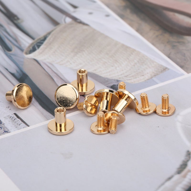 50 Set 8mm Pure Copper Flat Head Rivets Leather Strap Screws Kit for Notebook BindingGold - Image 5