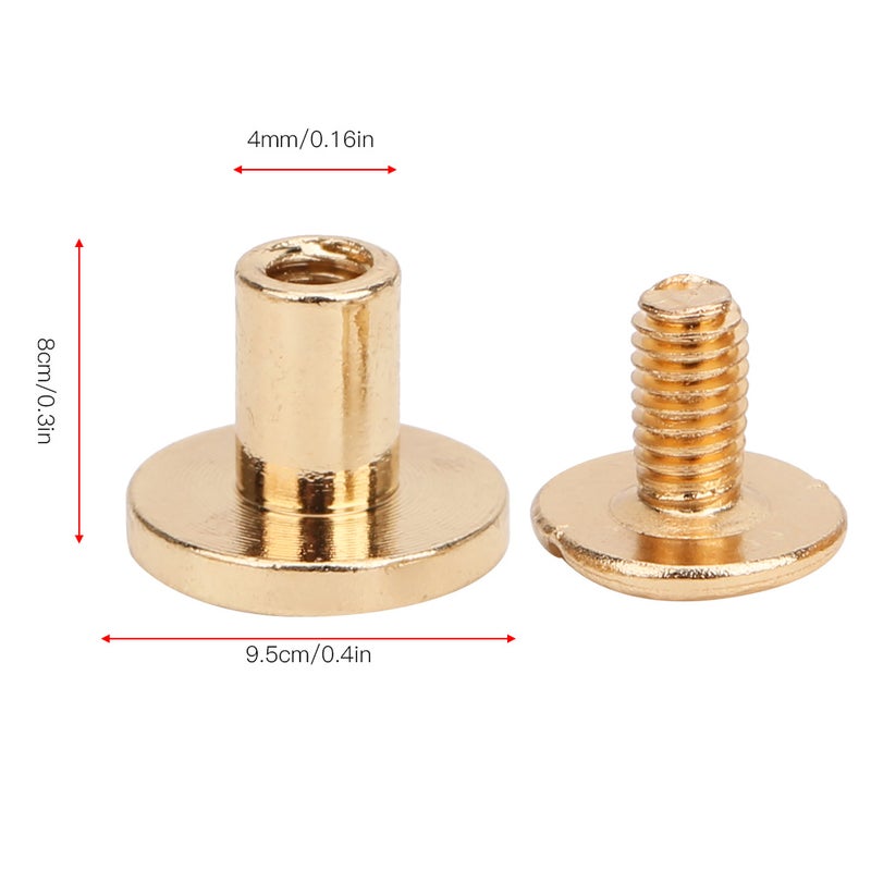 50 Set 8mm Pure Copper Flat Head Rivets Leather Strap Screws Kit for Notebook BindingGold - Image 2